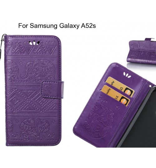 Samsung Galaxy A52s case Wallet Leather case Embossed Elephant Pattern