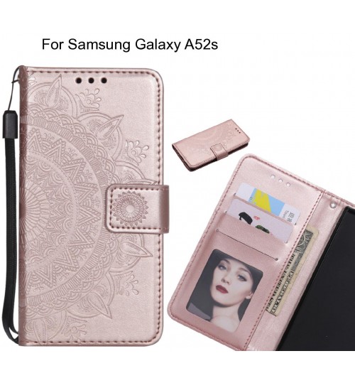 Samsung Galaxy A52s Case mandala embossed leather wallet case