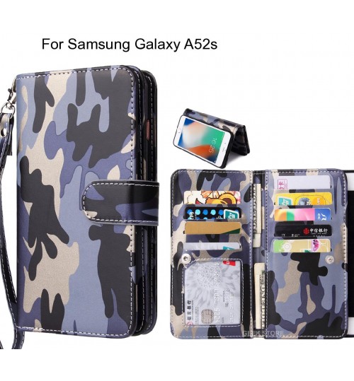 Samsung Galaxy A52s Case Camouflage Wallet Leather Case - Grey