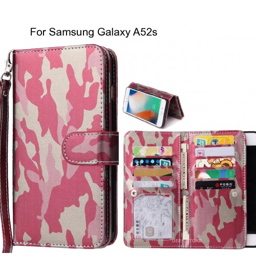 Samsung Galaxy A52s Case Camouflage Wallet Leather Case - Pink