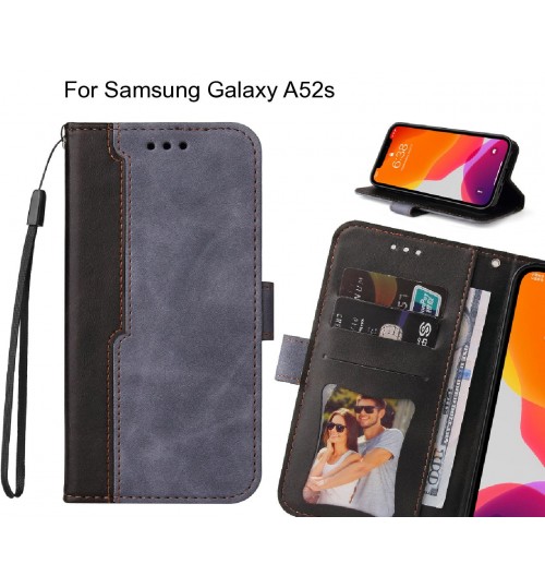 Samsung Galaxy A52s Case Wallet Denim Leather Case Cover - Grey
