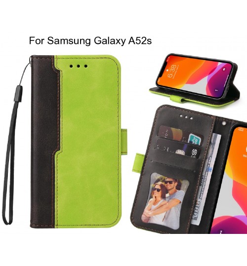Samsung Galaxy A52s Case Wallet Denim Leather Case Cover - Green