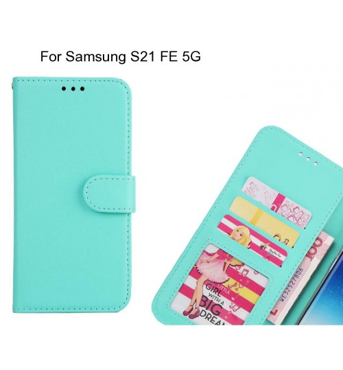 Samsung S21 Fe 5g  Case Magnetic Flip Leather Wallet Case - Green