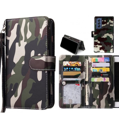 Samsung S21 FE 5G Case Camouflage Wallet Leather Case