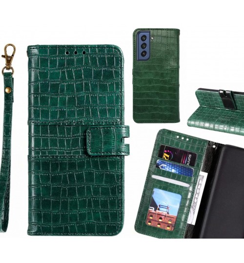 Samsung S21 Fe 5g Case Croco Wallet Leather Case - Green