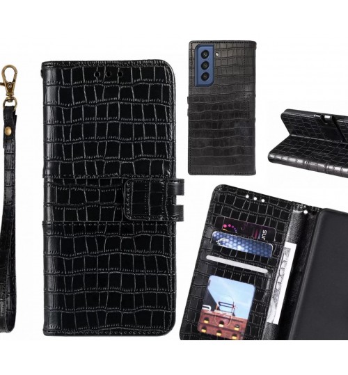 Samsung S21 Fe 5g Case Croco Wallet Leather Case - Black