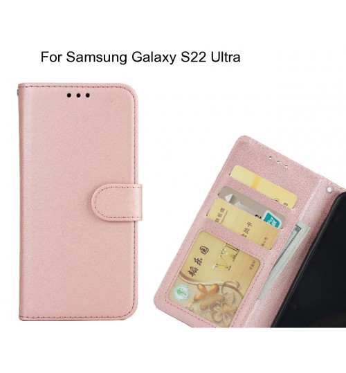 Samsung Galaxy S22 Ultra  Case Magnetic Flip Leather Wallet Case - Rose Gold