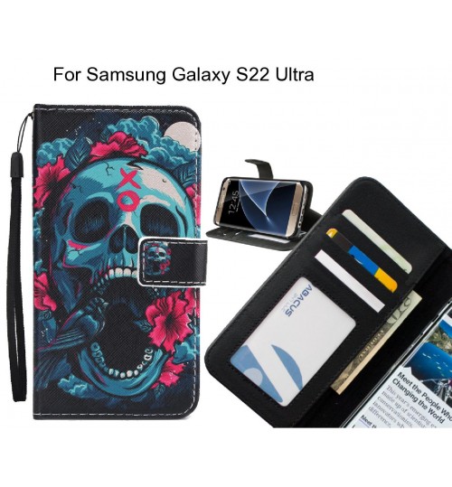 Samsung Galaxy S22 Ultra case 3 card leather wallet case printed ID