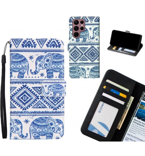 Samsung Galaxy S22 Ultra case 3 card leather wallet case printed ID