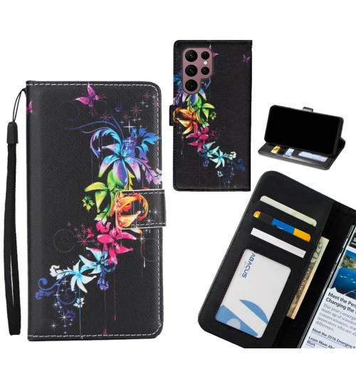 Samsung Galaxy S22 Ultra case 3 card leather wallet case printed ID