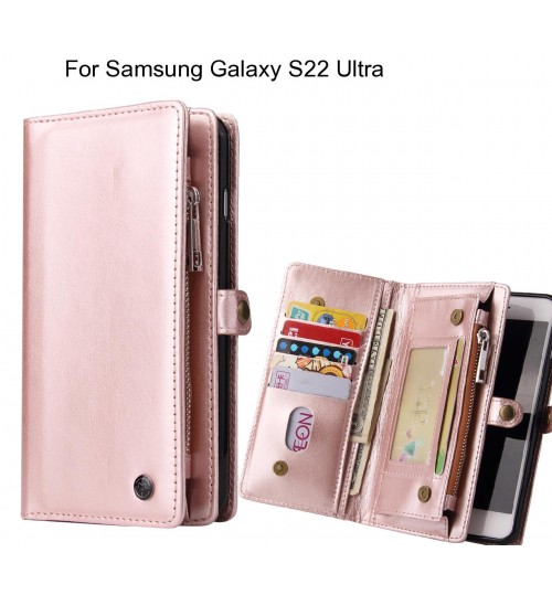 Samsung Galaxy S22 Ultra Case Retro leather case multi cards cash pocket