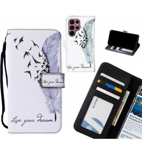 Samsung Galaxy S22 Ultra case leather wallet case printed ID