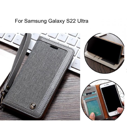 Samsung Galaxy S22 Ultra Case Wallet Denim Leather Case