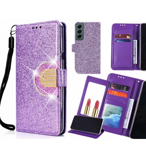 Samsung Galaxy S22 Case Glaring Wallet Leather Case With Mirror