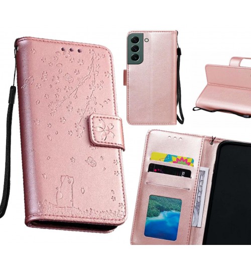 Samsung Galaxy S22 Case Embossed Wallet Leather Case - Rose Gold