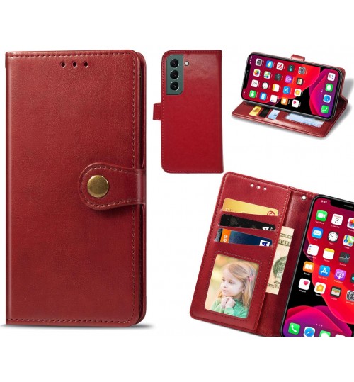 Samsung Galaxy S22 Case Premium Leather Id Wallet Case - Red