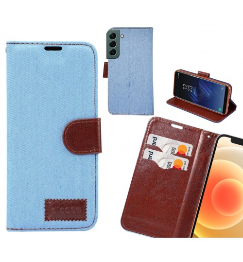 Samsung Galaxy S22 Case Wallet Case Denim Leather Case - Faded Light Blue