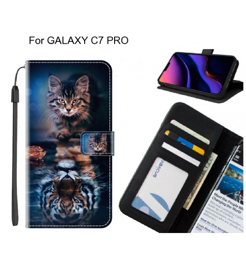 GALAXY C7 PRO case leather wallet case printed ID