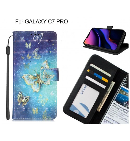 GALAXY C7 PRO case leather wallet case printed ID