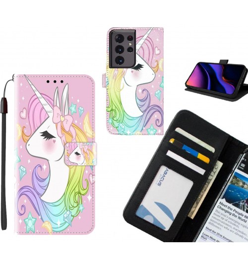 Galaxy S21 Ultra case leather wallet case printed ID