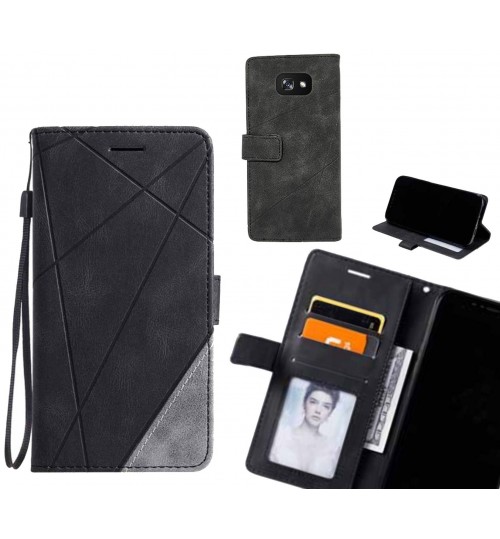 Galaxy A7 2017 Case Wallet Premium Denim Leather Cover - Black