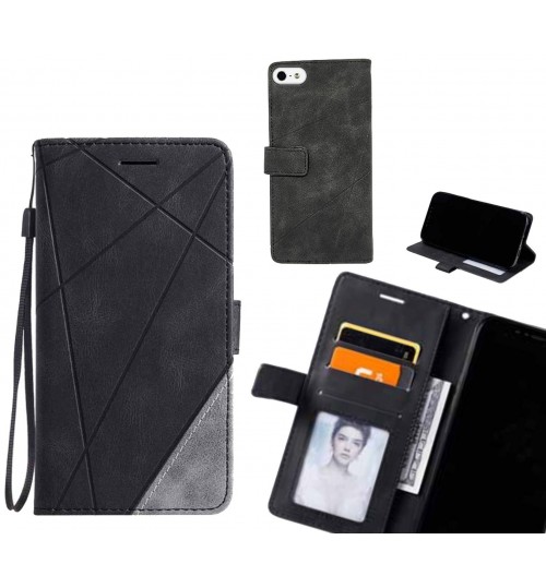 Iphone 5 Case Wallet Premium Denim Leather Cover - Black