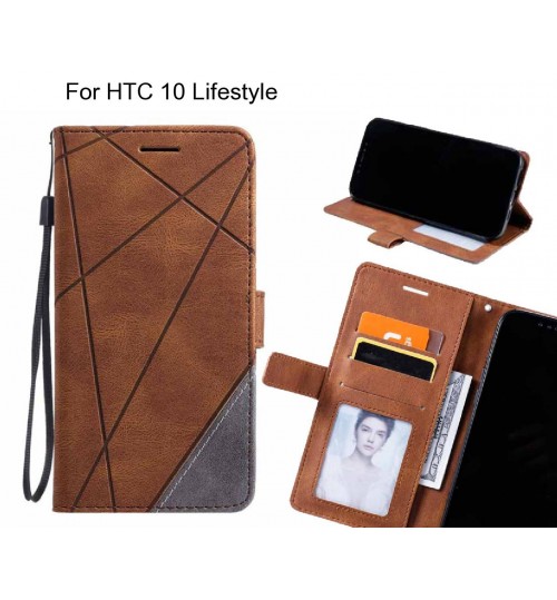 Htc 10 Lifestyle Case Wallet Premium Denim Leather Cover - Brown