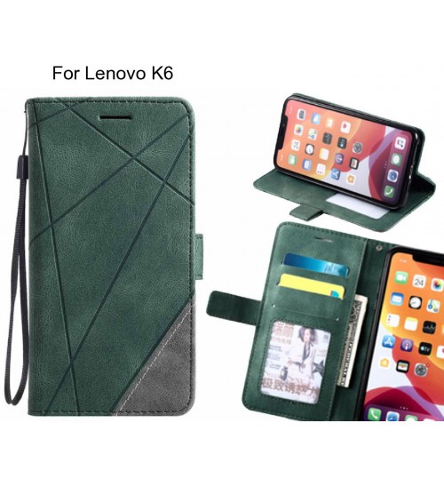 Lenovo K6 Case Wallet Premium Denim Leather Cover - Green