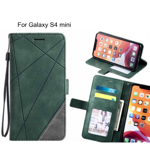 Galaxy S4 Mini Case Wallet Premium Denim Leather Cover - Green