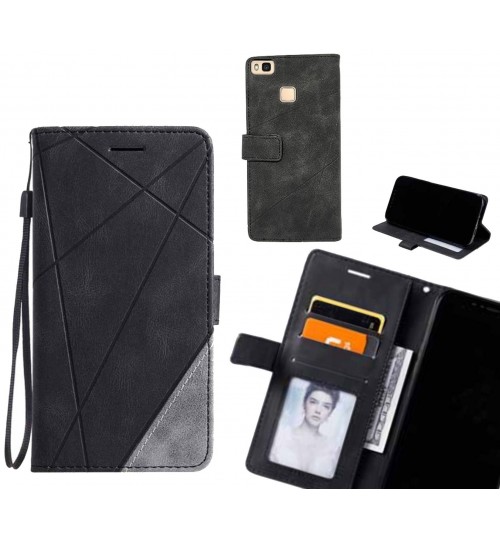 Huawei P9 Lite Case Wallet Premium Denim Leather Cover - Black