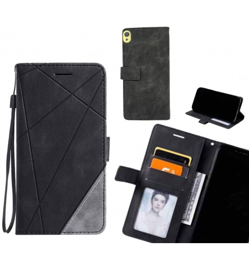 Sony Xperia Xa Case Wallet Premium Denim Leather Cover - Black