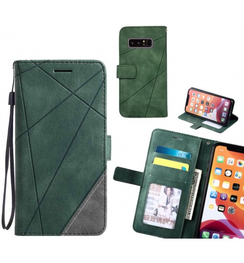 Galaxy Note 8 Case Wallet Premium Denim Leather Cover - Green