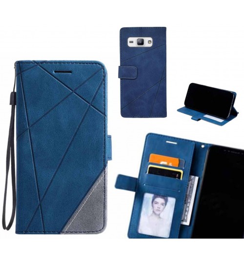 Galaxy J1 Ace Case Wallet Premium Denim Leather Cover - Blue