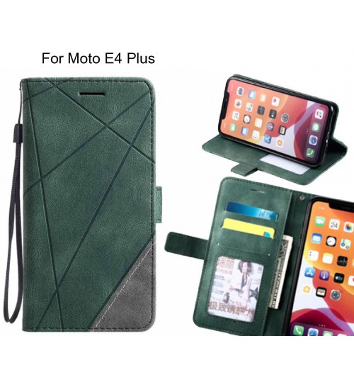 Moto E4 Plus Case Wallet Premium Denim Leather Cover - Green