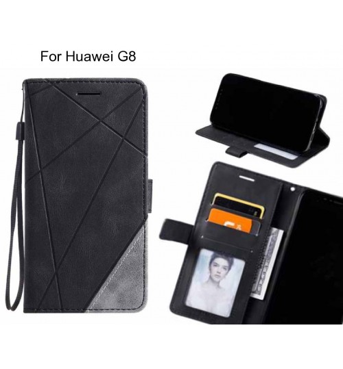 Huawei G8 Case Wallet Premium Denim Leather Cover - Black