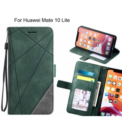 Huawei Mate 10 Lite Case Wallet Premium Denim Leather Cover - Green