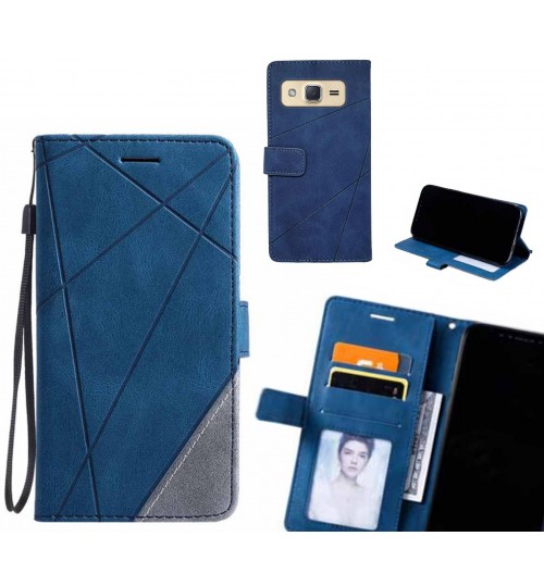 Galaxy J2 Case Wallet Premium Denim Leather Cover - Blue