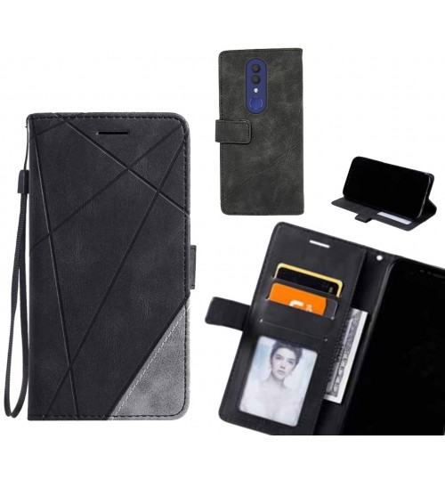 Alcatel 1x Case Wallet Premium Denim Leather Cover - Black