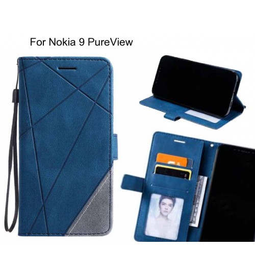 Nokia 9 Pureview Case Wallet Premium Denim Leather Cover - Blue