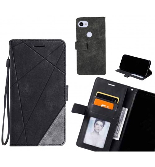 Google Pixel 3a Case Wallet Premium Denim Leather Cover - Black
