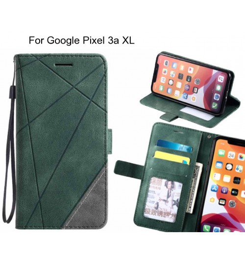 Google Pixel 3a Xl Case Wallet Premium Denim Leather Cover - Green