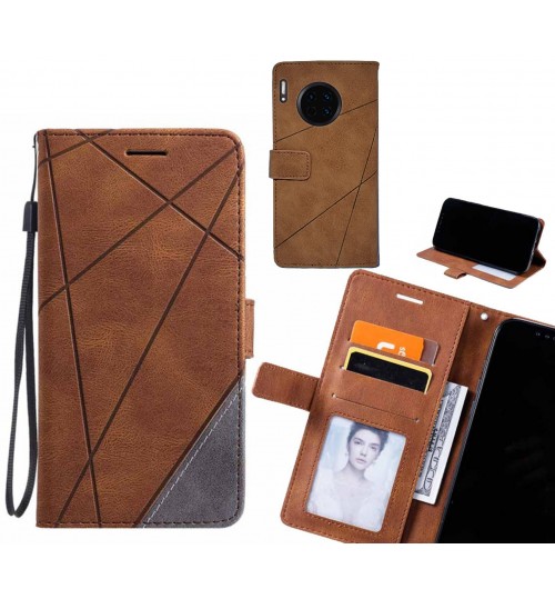 Huawei Mate 30 Case Wallet Premium Denim Leather Cover - Brown