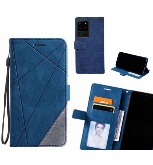 Galaxy S20 Ultra Case Wallet Premium Denim Leather Cover - Blue