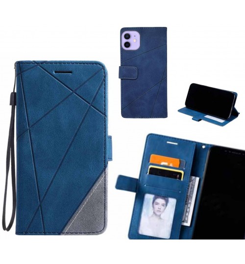 Iphone 12 Case Wallet Premium Denim Leather Cover - Blue