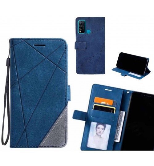 Vivo Y30 Case Wallet Premium Denim Leather Cover - Blue