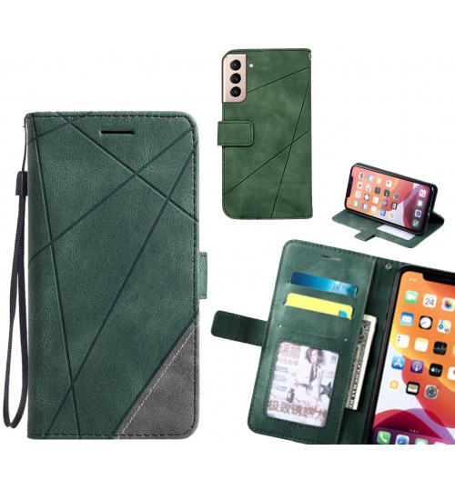 Galaxy S21 Plus Case Wallet Premium Denim Leather Cover - Green