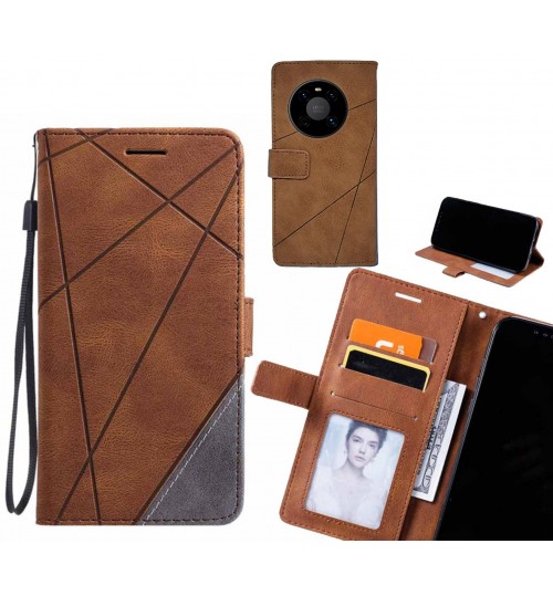 Huawei Mate 40 Case Wallet Premium Denim Leather Cover - Brown