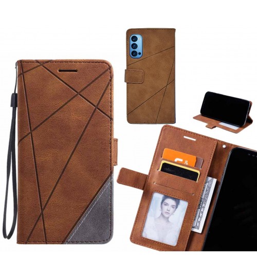 Oppo Reno 4 Pro Case Wallet Premium Denim Leather Cover - Brown