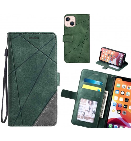 Iphone 13 Mini Case Wallet Premium Denim Leather Cover - Green