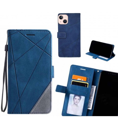 Iphone 13 Mini Case Wallet Premium Denim Leather Cover - Blue